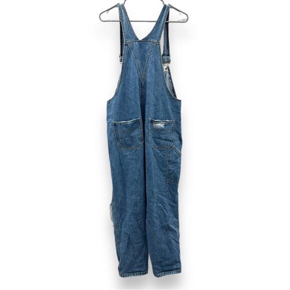 Carmar Denim Medium Wash Distressed Cropped Straight Leg Overalls Size‎ S - Picture 4 of 12